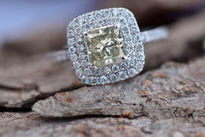 1.50 Halo Cushion diamond ring-Vintage salt and pepper ring-Promise ring-Salt and pepper ring-Salt pepper diamond-Cushion cut ring