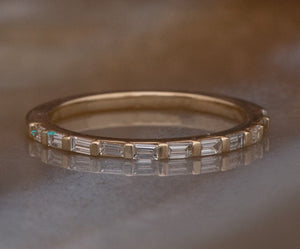 Minimalist ring-Diamond Eternity Band-Wedding band-Stacking rings-Baguette ring-14k yellow gold -Baguette Diamond Ring-Nesting Wedding Band