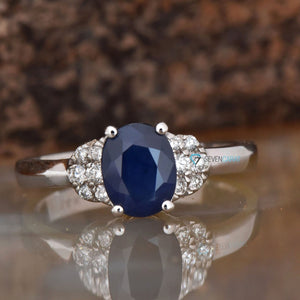 1 carat Natural blue sapphire engagement ring - SevenCarat