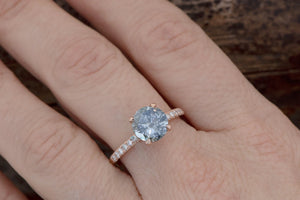 1.12 ct  Salt and Pepper diamond engagement ring - Grey diamond ring - 14k 18k Rose gold