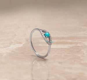 Turquoise Rings- Evil eye ring in 14k white gold - SevenCarat
