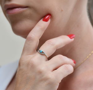 Turquoise Rings- Evil eye ring in 14k white gold - SevenCarat