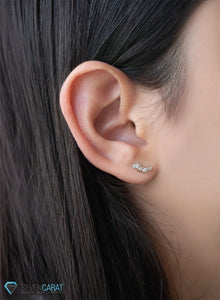 Women dainty marquise diamond earrings 14k gold