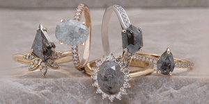 salt and pepper diamond engagement ring