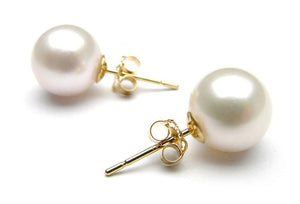 Tiny pearl stud earrings in white gold - SevenCarat