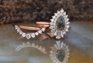 2.70 sunburst engagement ring with wedding band