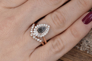 1.70 ct salt and pepper diamond ring set 14k 18k rose gold