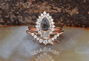 1.70 ct salt and pepper diamond ring set 14k 18k rose gold