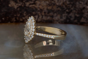 1.1 Pear Diamond Engagement Ring- sunburst diamond engagement ring