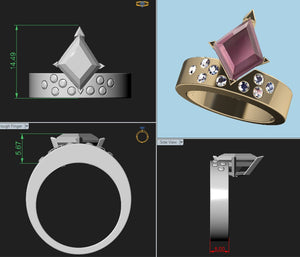 Personalized 2.4 carat kite diamond ring