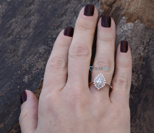 1 1/2 Carat Vintage Gatsby Engagement Rings - 14k 18k Rose gold