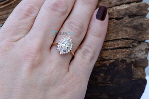 1 1/2 Carat Vintage Gatsby Engagement Rings - 14k 18k Rose gold