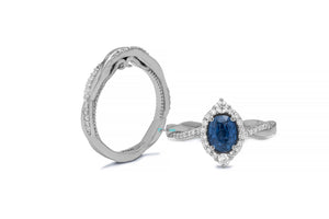 1.5 carat blue sapphire vintage wedding set