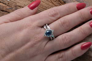 1.5 carat vintage sapphire wedding sets