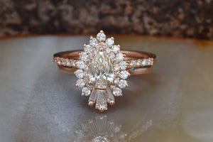 1 1/2 Carat Vintage Gatsby Engagement Rings - 14k 18k Rose gold