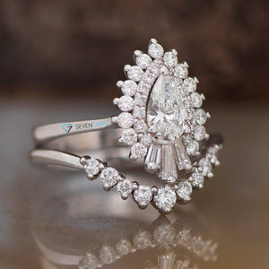 1 carat diamond sunburst engagement ring with wedding band - SevenCarat