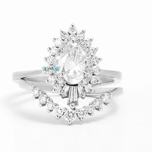 1 carat diamond Gatsby wedding set- 14k 18k white gold, Platinum-art deco ring,Baguette ring,Bridal wedding ring,custom order,Diamond engagement,engagement ring,free shipping,gold diamond ring,pear cut diamond,pear diamond ring,Promise ring,unique engagement,Wedding sets