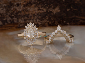 1.2 carat sunburst engagement ring with wedding band