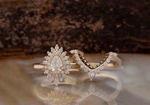 1.2 carat sunburst engagement ring with wedding band