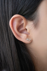 Women dainty marquise diamond earrings 14k gold