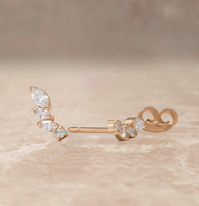 Women dainty marquise diamond earrings 14k gold