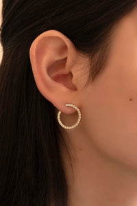 1.06 carat diamond spiral hoop earrings gold