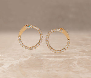 1.06 carat diamond spiral hoop earrings gold