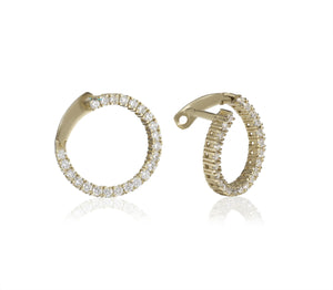 1.06 carat diamond spiral hoop earrings gold