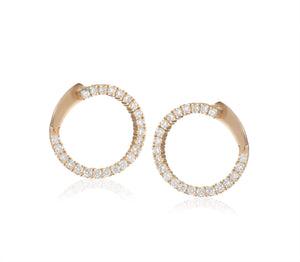 1.06 carat diamond spiral hoop earrings gold