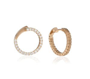 1.06 carat diamond spiral hoop earrings gold