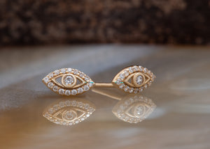 Evil eye diamond stud earrings gold 0.25 carat