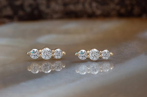Diamond climber earrings stud earrings gold 0.40 carat