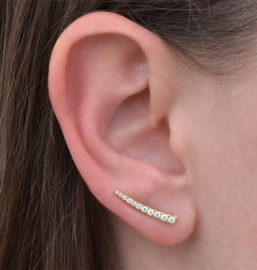 Diamond crawler earrings gold