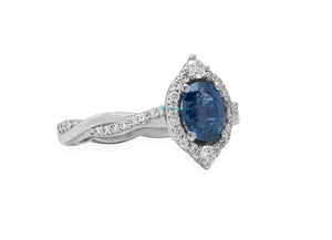 1.5 carat blue sapphire vintage engagement ring