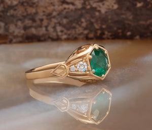 1 carat emerald ring-vintage emerald ring-art deco emerald ring-emerald ring-6 prong ring-emerald engagement ring-Edwardian emerald ring-1 carat emerald,14k yellow gold,6 prong ring,Anniversary ring,Art deco ring,edwardian ring,engagement ring,Gemstone,Green emerald ring,Ring,Round,round emerald ring,statement ring,Vintage  ring,vintage emerald ring,vs,vvs