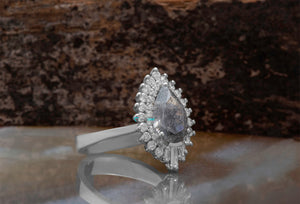 Salt and Pepper galaxy diamond engagement ring- 2.6 carat Diamond ring
