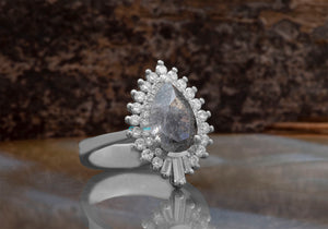 Salt and Pepper galaxy diamond engagement ring- 2.6 carat Diamond ring