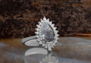 2.6 carat Salt and Pepper galaxy diamond engagement ring