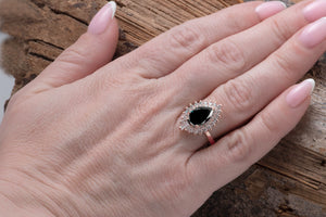 1.50 carat black diamond Sunburst ring 14k 18k rose gold