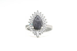 Salt and Pepper galaxy diamond engagement ring- 2.6 carat Diamond ring
