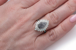 Salt and Pepper galaxy diamond engagement ring- 2.6 carat Diamond ring