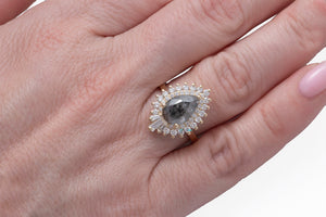 Salt and Pepper galaxy diamond engagement ring- 2.6 carat Diamond ring 14k 18k gold