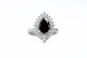 1.50 carat black ballerina ring 14k 18k white gold, platinum