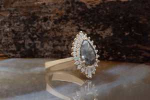 Salt and Pepper galaxy diamond engagement ring- 2.6 carat Diamond ring 14k 18k gold