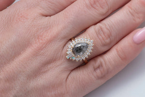 2.6 carat salt and pepper diamond ring- Engagement Rings 14k 18k rose gold