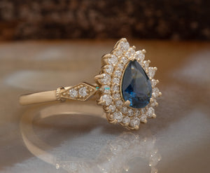 Michal vintage 1 carat blue green sapphire ring