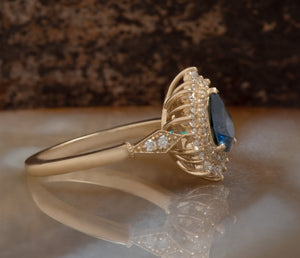 Michal vintage 1 carat blue green sapphire ring