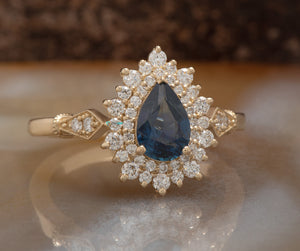 Michal vintage 1 carat blue green sapphire ring