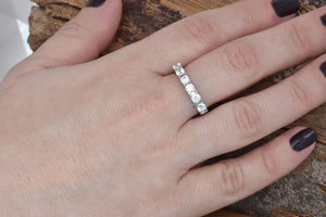 Eternity Wedding Band-Diamond wedding band white gold -Anniversary Gift - Half Eternity Ring-Stacking Ring-Custom order jewelry