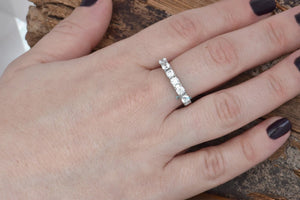 Eternity Wedding Band-Diamond wedding band white gold -Anniversary Gift - Half Eternity Ring-Stacking Ring-Custom order jewelry - SevenCarat